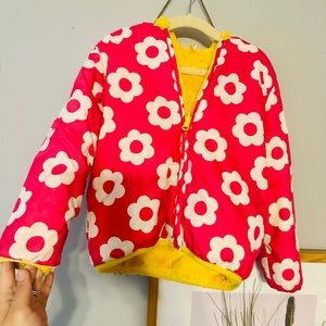 Hannah Andersson Pink And White Floral Puffer Jacket